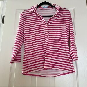 J. McLaughlin Pink and White Striped Shirt